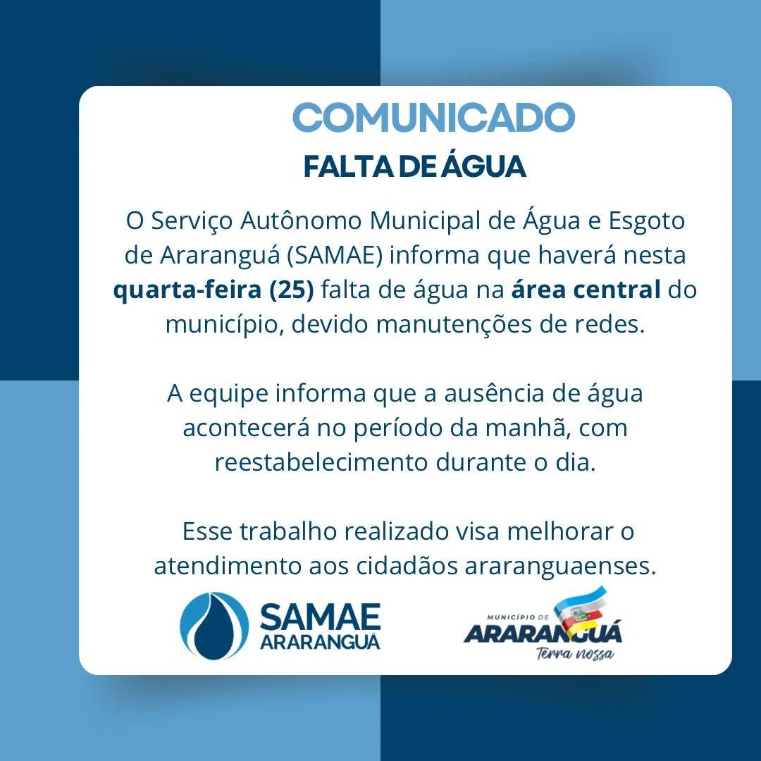 Abastecimento de água é interrompido na área central de Araranguá — foto 1