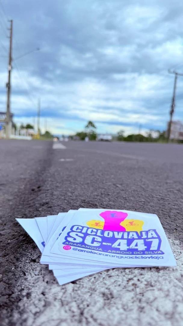 Em protesto, manifestantes reforçam importância de ciclovia na SC-447 — foto 1