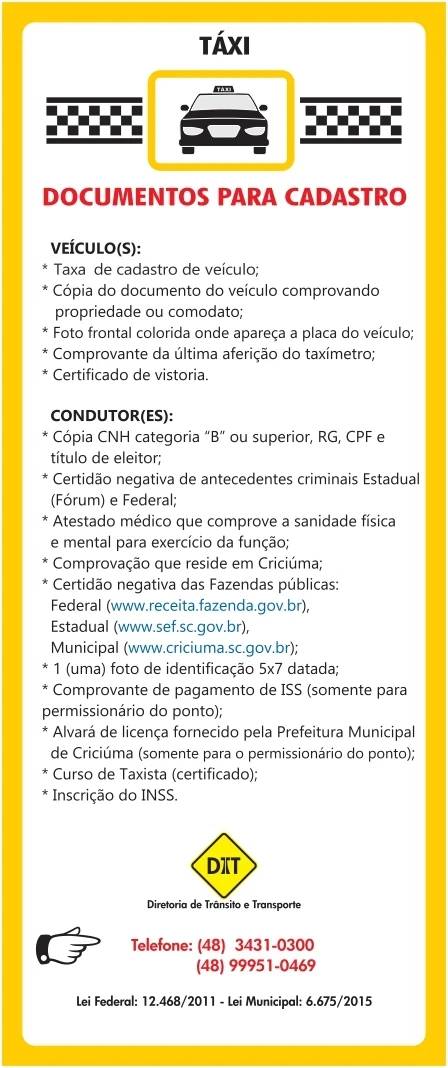 Em um mês, mais de 30 taxistas são abordados durante força-tarefa da DTT de Criciúma — foto 1