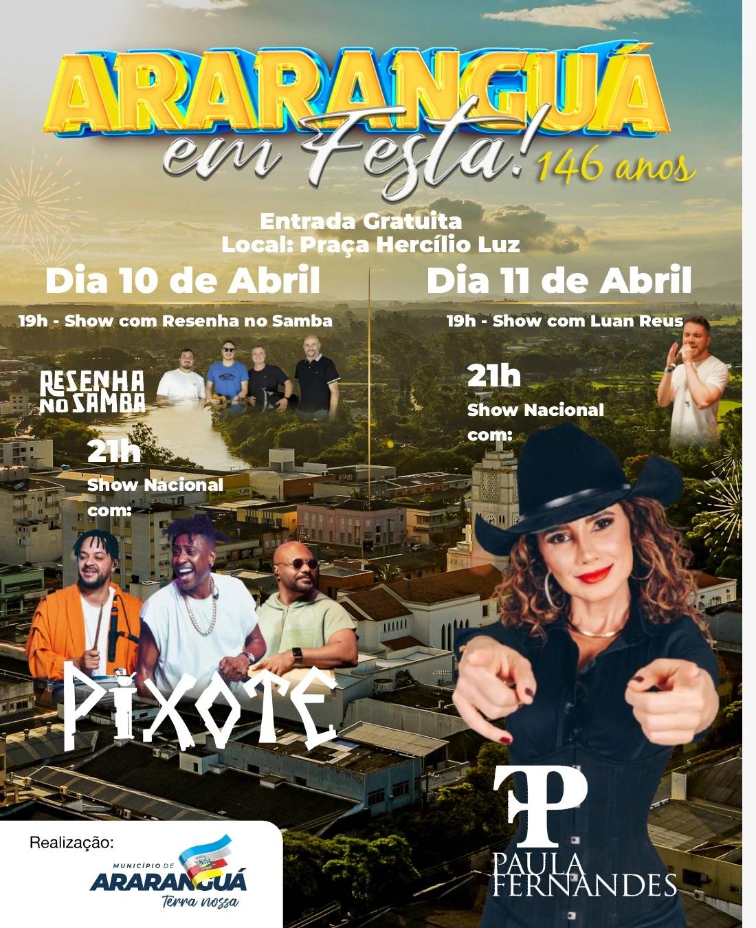 Araranguá anuncia shows nacionais para aniversário de emancipação; veja as atrações — foto 2