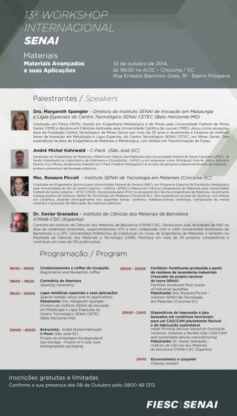Senai promove WorkShop Internacional sobre Materiais Avançados e suas Aplicações — foto 1
