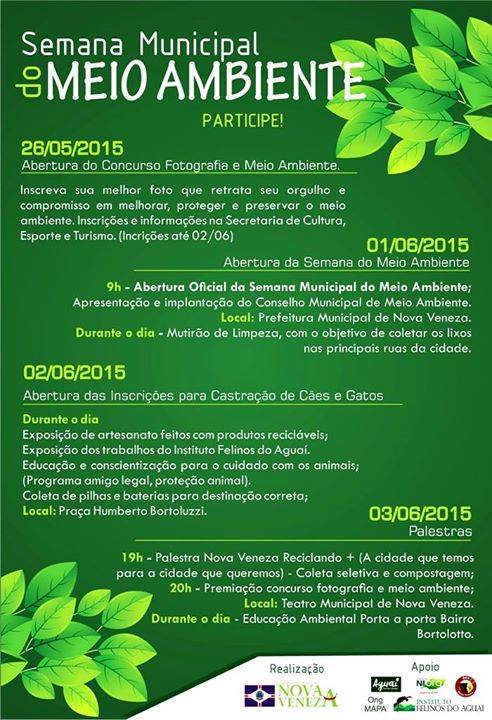 Nova Veneza realiza Semana do meio ambiente com concurso fotográfico e castração — foto 1