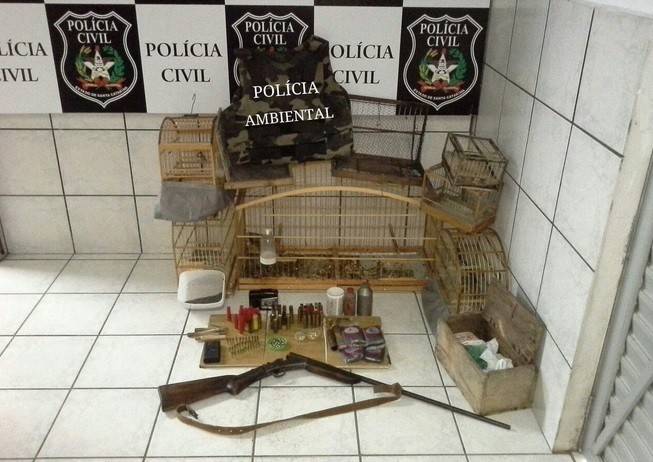 Arma, munições e pássaros silvestres são apreendidos em Laguna — foto 2