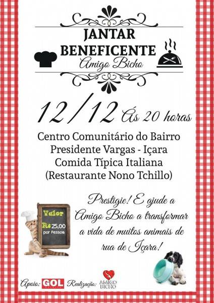 Ong Amigo Bicho promove Jantar Beneficente — foto 1