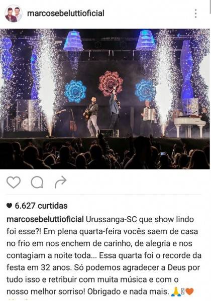 Marcos e Belutti agradecem público da Festa do Vinho — foto 1