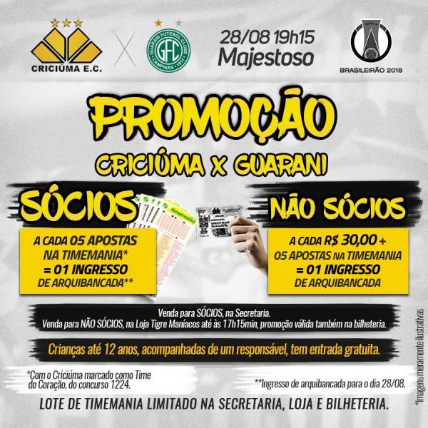 Criciúma lança promoção para jogo contra o Guarani — foto 1
