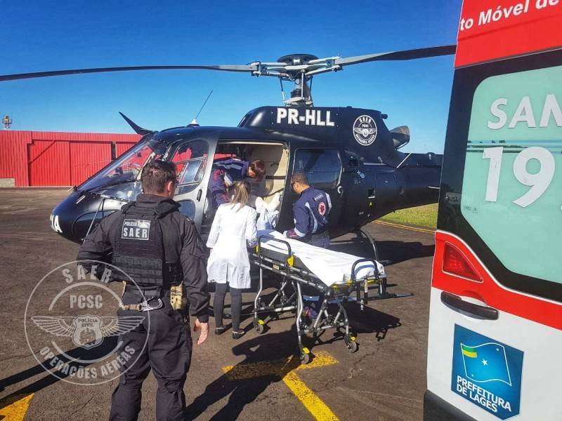 Serviço Aero Policial desloca vítimas de incêndio no fim de semana — foto 1