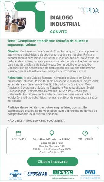 Compliance Trabalhista será tema de encontro promovido pela FIESC — foto 1
