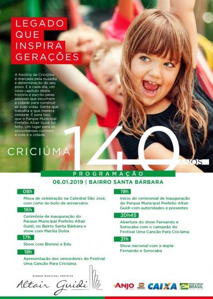 Prefeitura define programação especial do aniversário de 140 anos de Criciúma — foto 1