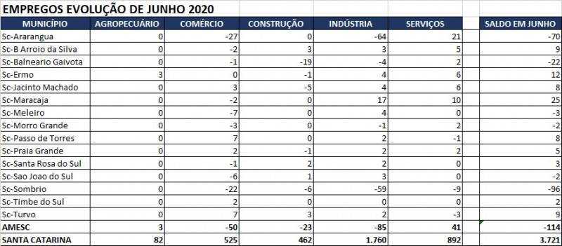 Amesc apresenta redução no número de empregos no primeiro semestre de 2020 — foto 1