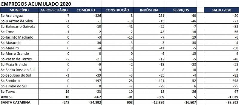 Amesc apresenta redução no número de empregos no primeiro semestre de 2020 — foto 2