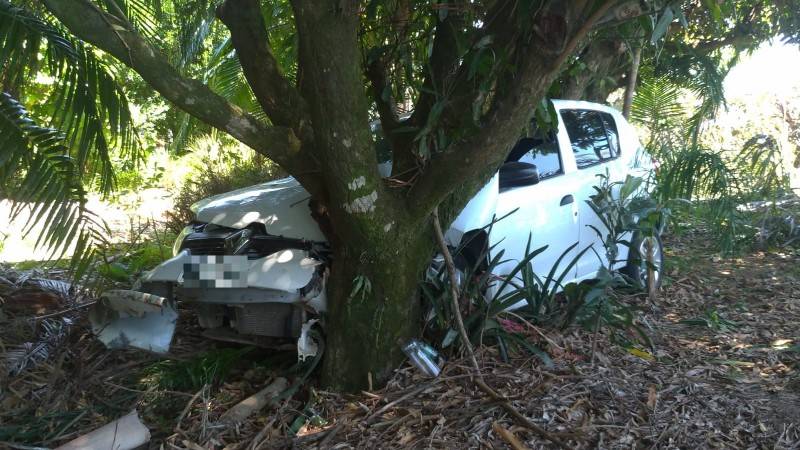 Carro sai da pista e colide em árvore na SC-445 em Içara — foto 2