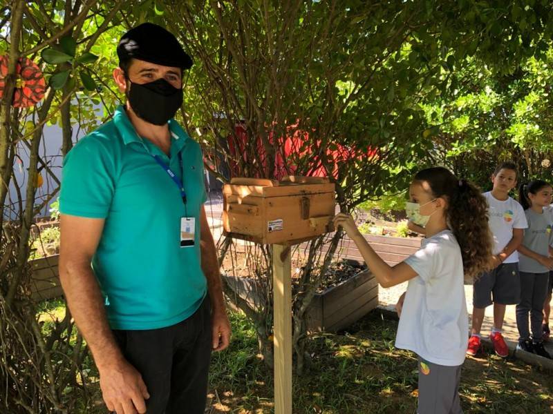 Criciúma: Alunos da Escola S conhecem projeto pioneiro de abelhas sem ferrão — foto 1