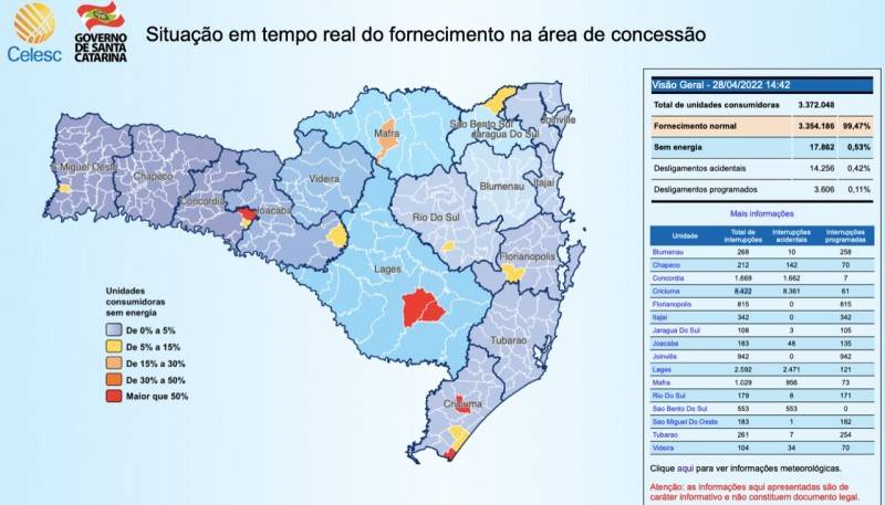 Ventania deixa mais de oito mil unidades sem energia elétrica em Criciúma — foto 1