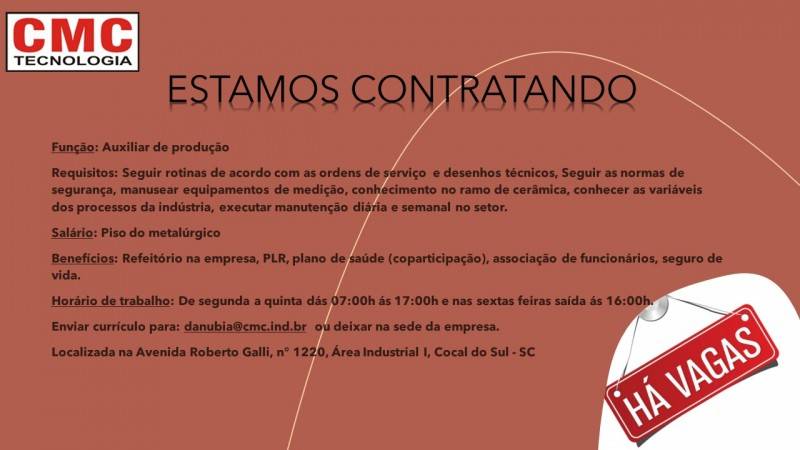 Vagas de emprego no Sul de Santa Catarina — foto 1