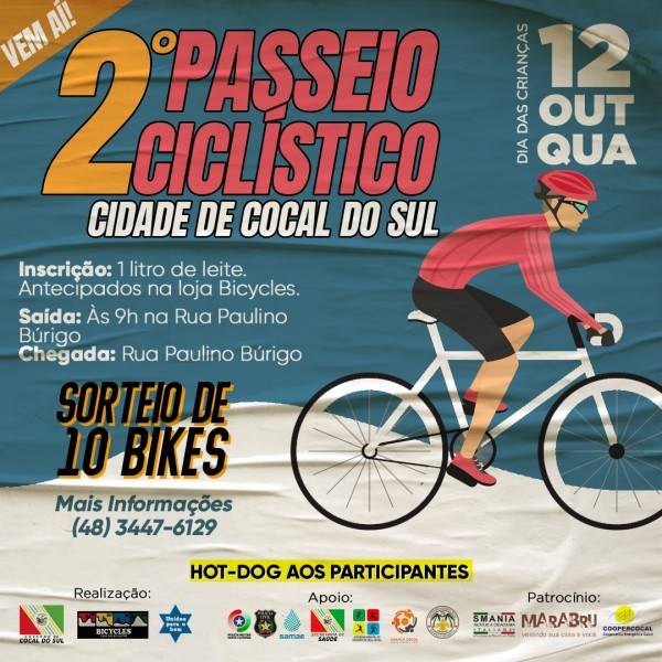 Inscrições abertas para o 2º Passeio Ciclístico de Cocal do Sul — foto 1