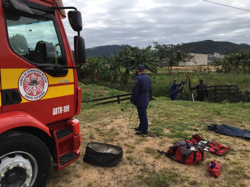 Vaca presa em córrego é resgatada pelo Corpo de Bombeiros em Tubarão — foto 4