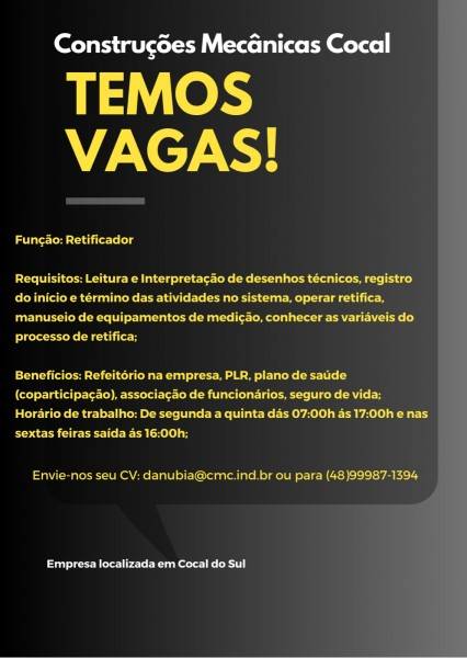 Vagas de emprego no Sul de Santa Catarina — foto 1