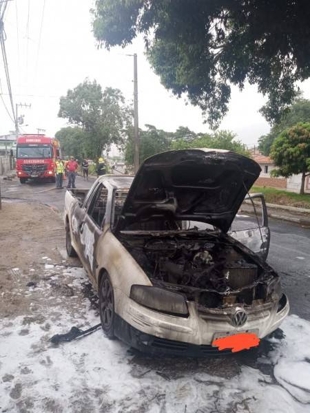 Carro é destruído por incêndio em Capivari de Baixo — foto 1