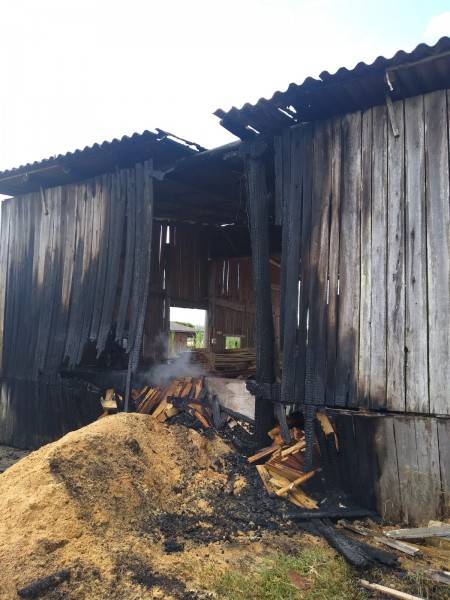 Galpão de madeireira é atingido por incêndio em Criciúma — foto 1