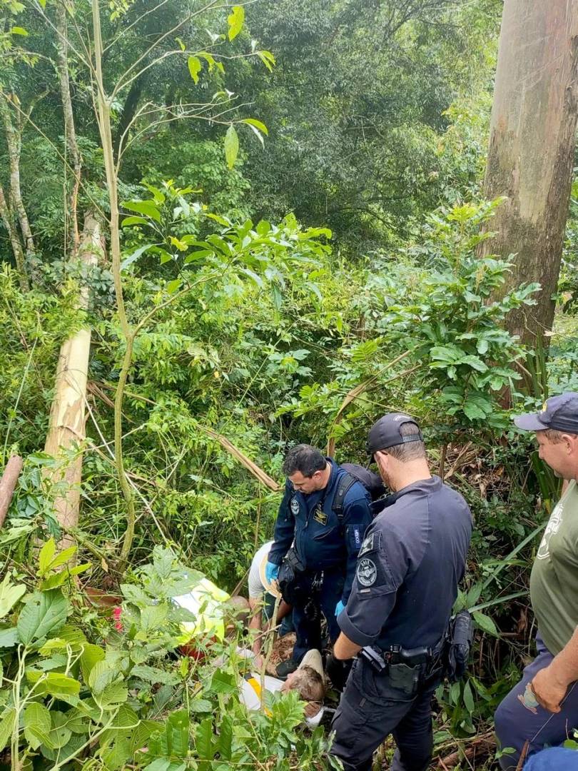 Homem é resgatado de área de mata depois de cair de árvore — foto 3