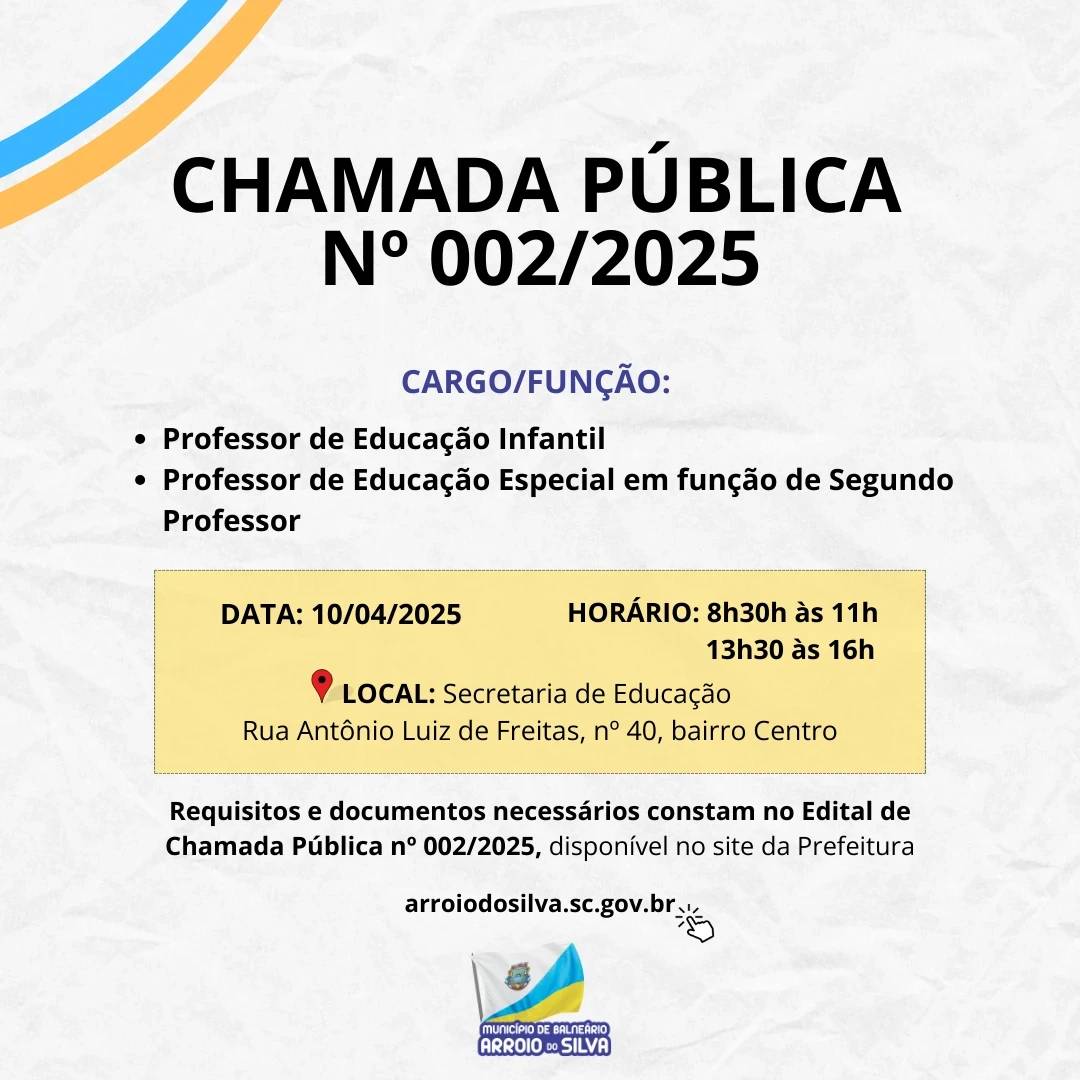 Balneário Arroio do Silva abre chamada pública para contratação de professores — foto 1