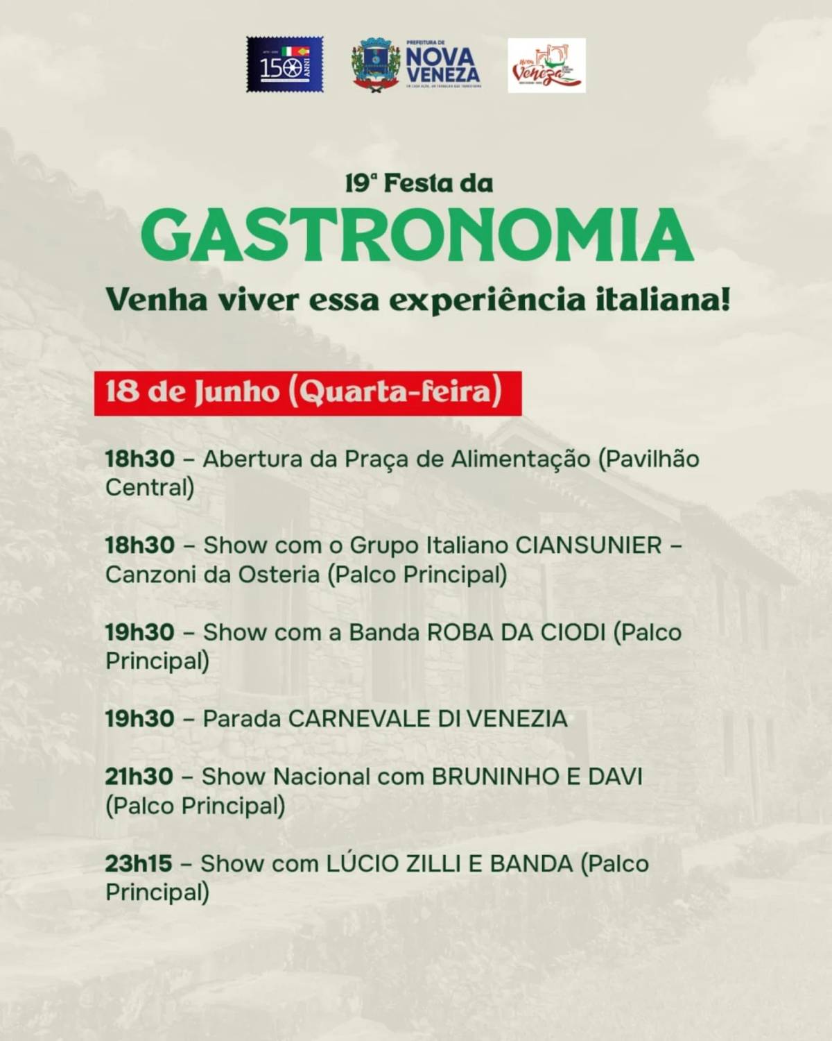 Festa da Gastronomia: cerca de 150 mil pessoas são esperadas em Nova Veneza — foto 2