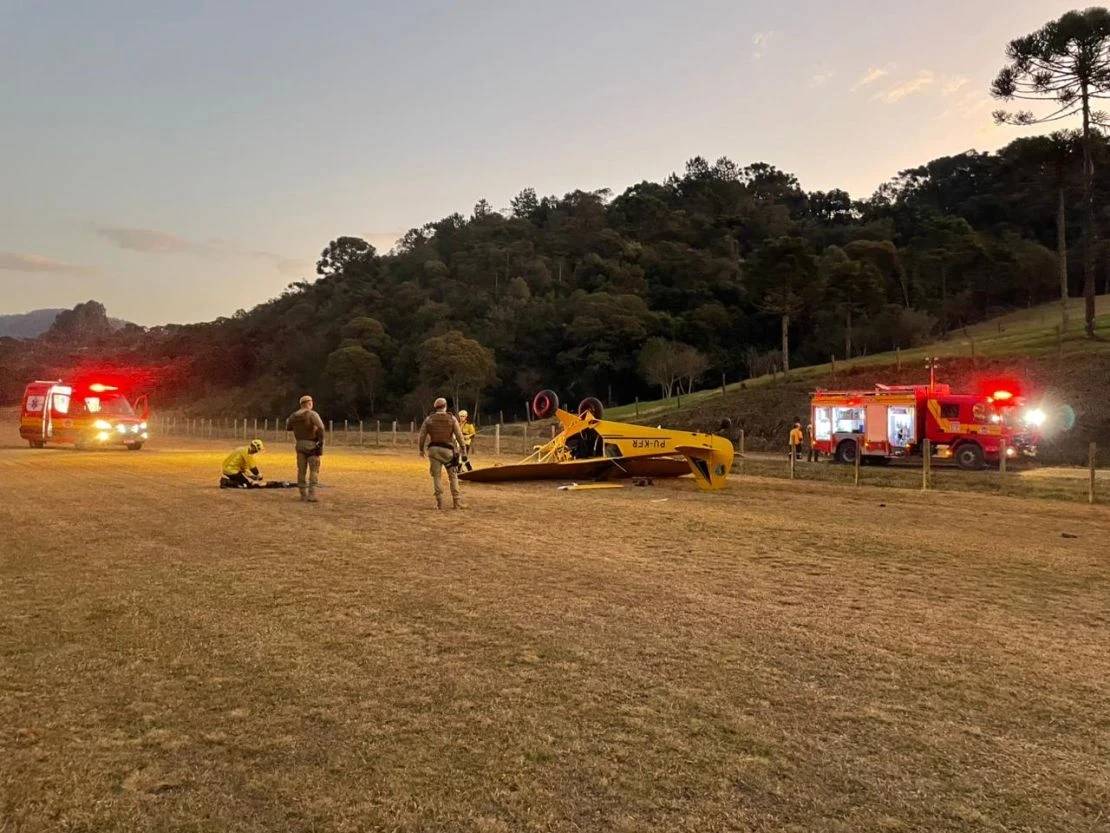 Local onde caiu a aeronave - Foto: CBMSC/Divulga��o