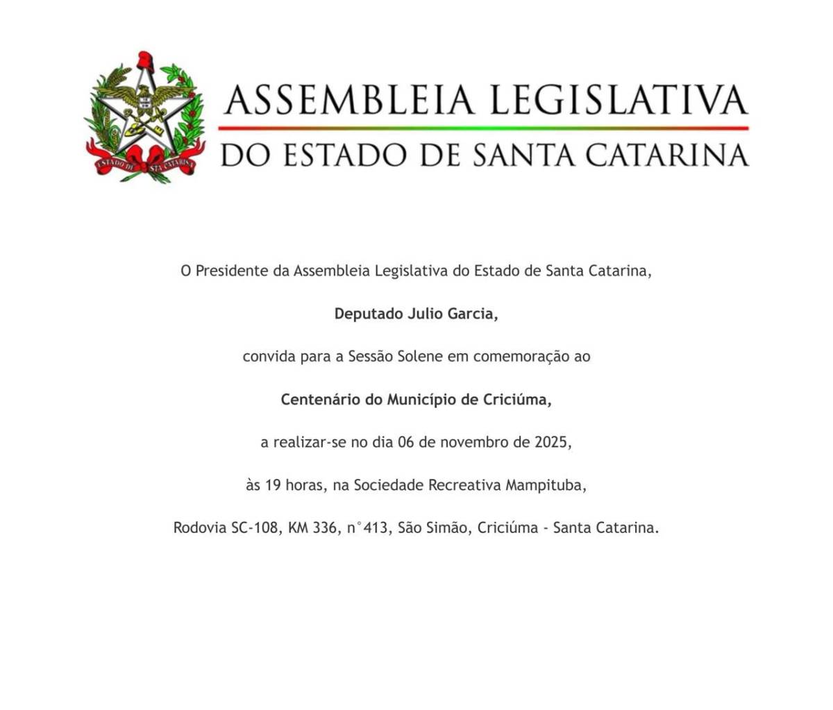 Sessão solene da Alesc homenageia centenário de emancipação de Criciúma — foto 1