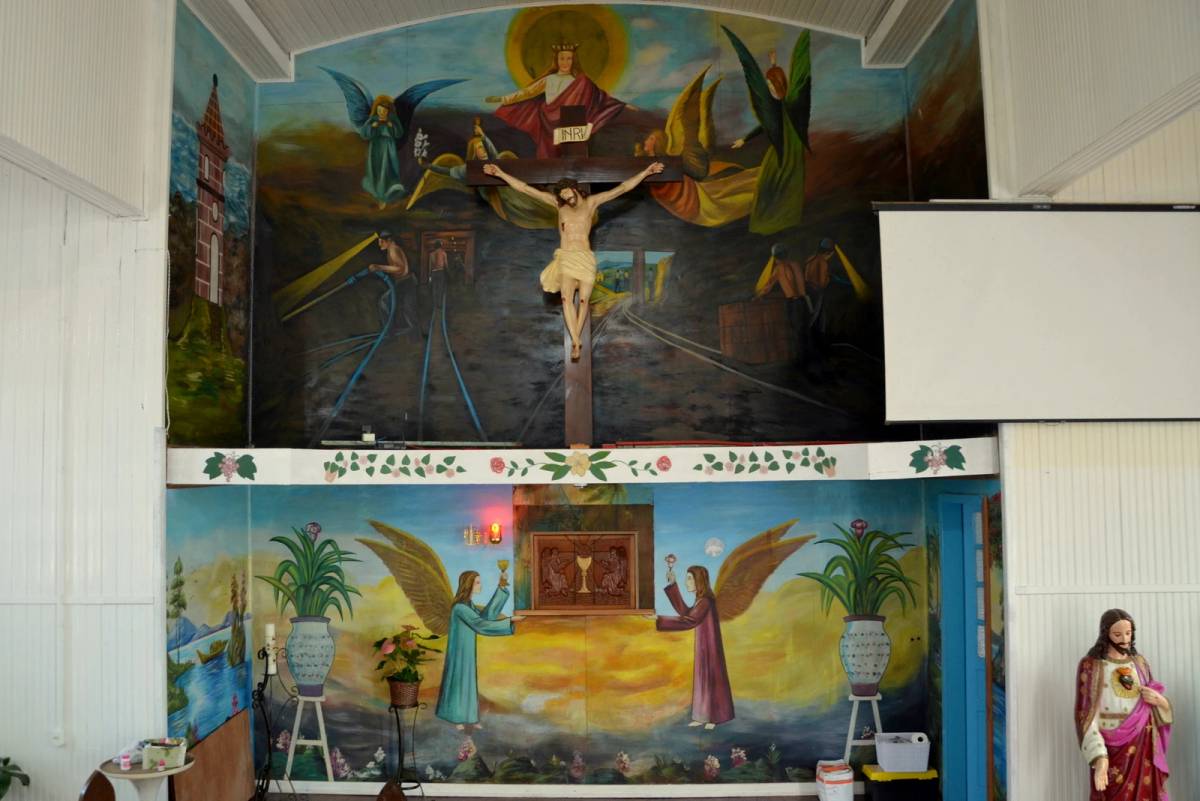 Após 25 anos escondido, painel de Santa Bárbara é restaurado em Siderópolis — foto 6