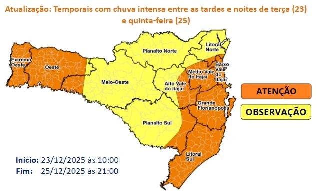 Calor extremo e alerta de temporais marcam a véspera de Natal em Santa Catarina — foto 1