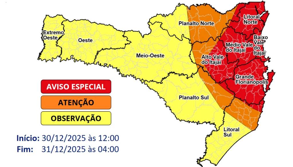 Defesa Civil alerta para temporais e risco de deslizamentos em Santa Catarina — foto 1