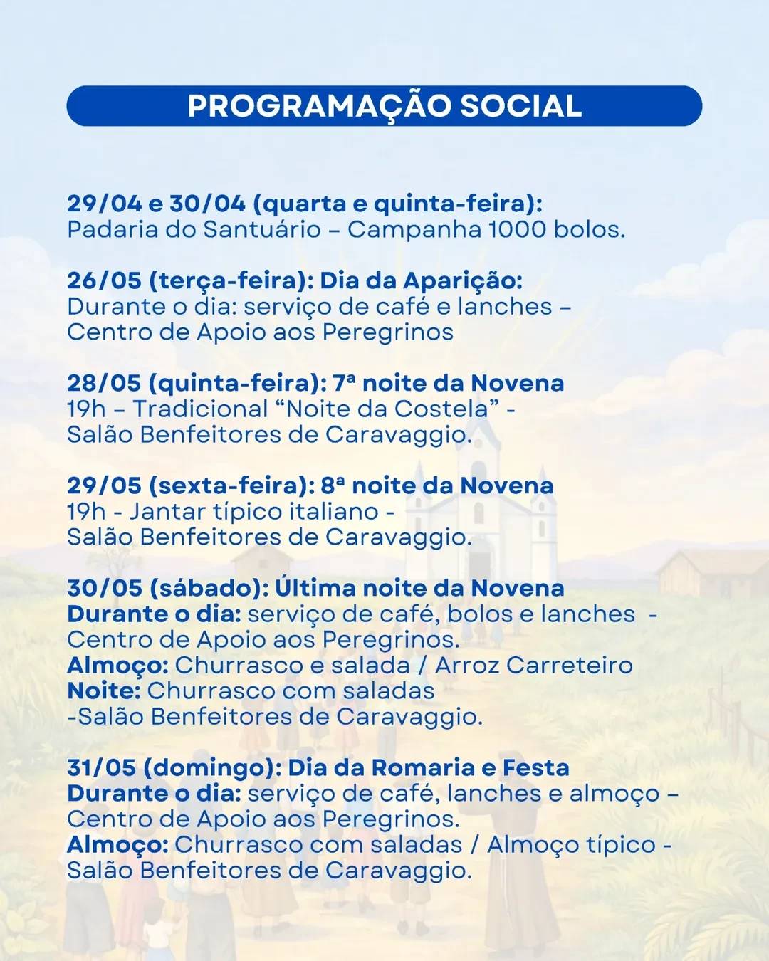 Santuário divulga a programação da 75ª Romaria e Festa em Honra a Nossa Senhora de Caravaggio — foto 1