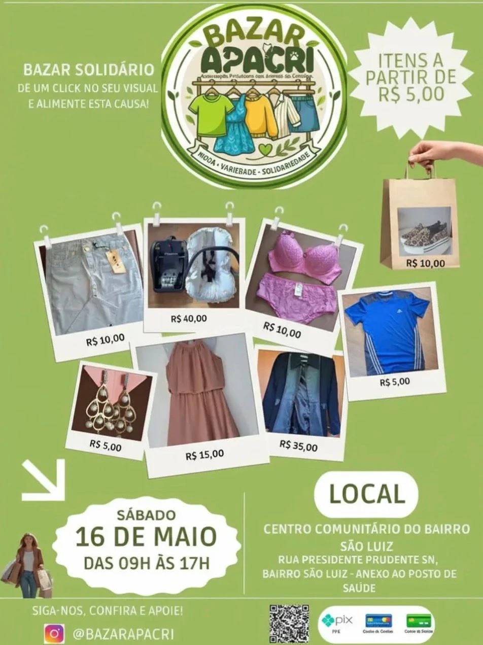 Bazar solidário reúne roupas a partir de R$ 5 em Criciúma neste sábado — foto 1