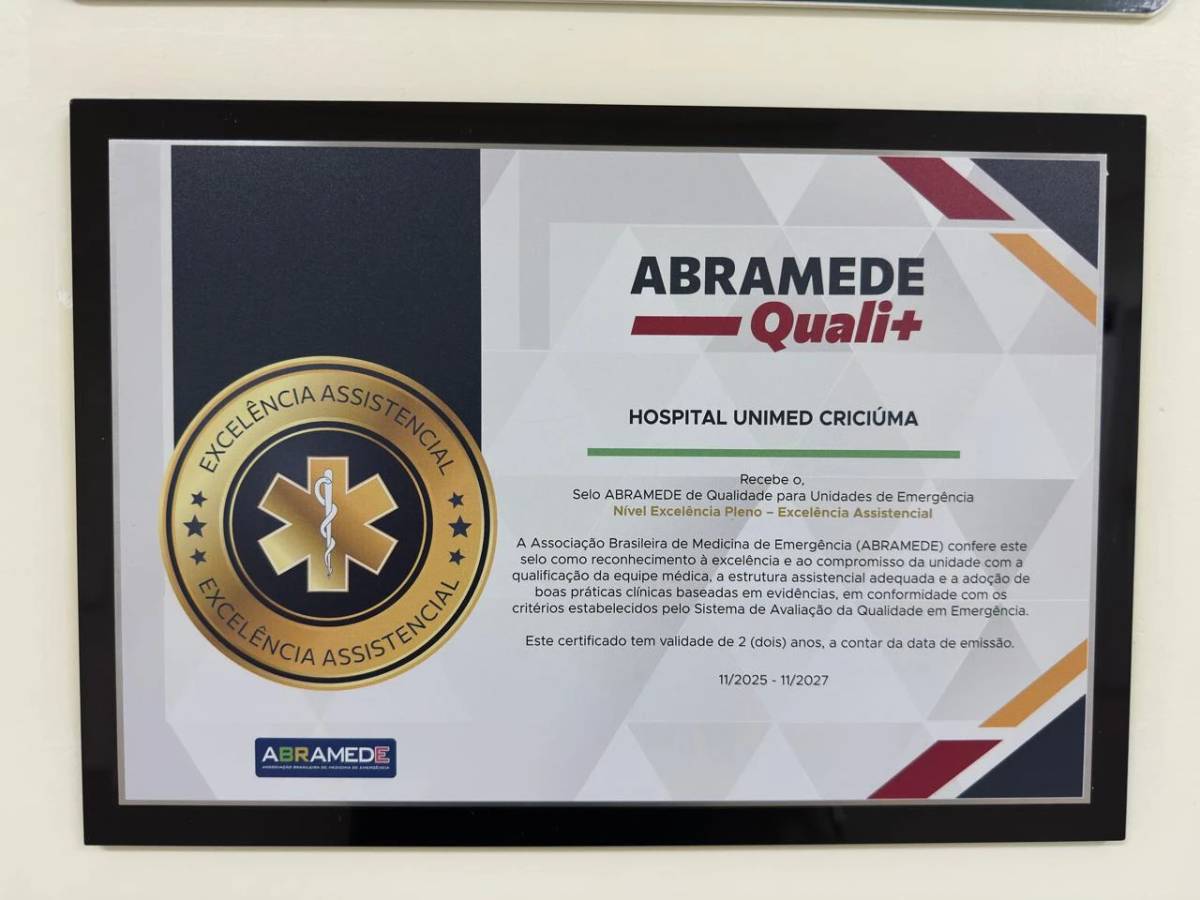 Unimed Criciúma é o primeiro hospital do Brasil a conquistar o Selo Abramede com nível máximo — foto 1
