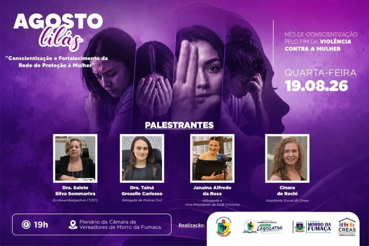 Evento alusivo ao Agosto Lilás mobiliza Morro da Fumaça pelo enfrentamento à violência contra a mulher — foto 1