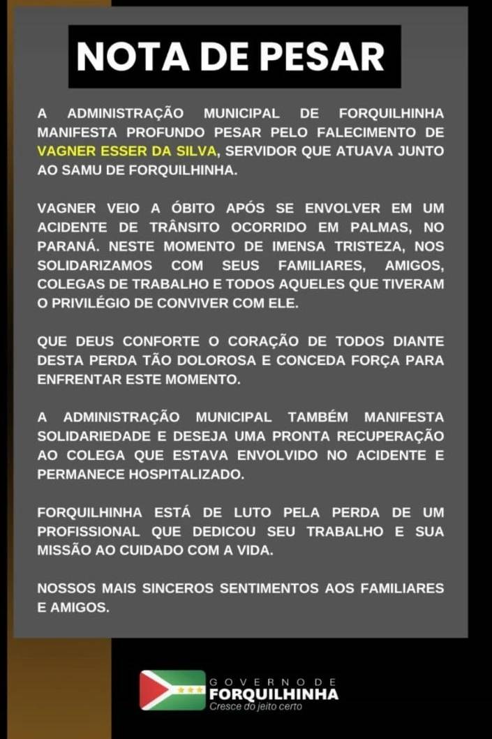 Socorrista do Samu de Forquilhinha morre após acidente no Paraná — foto 1