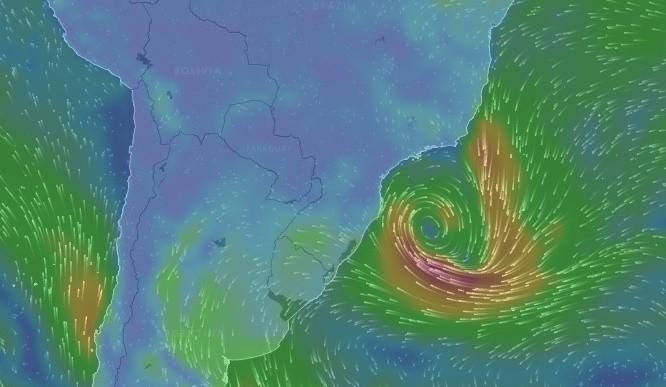 Ciclone subtropical chega nesta segunda-feira no litoral Sul 
