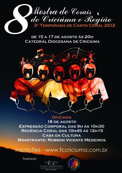 Neste sábado será lançada a 8ª Mostra de Canto Coral de Criciúma