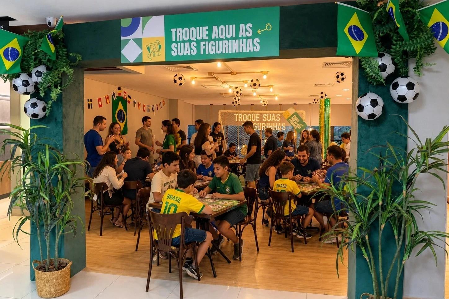 Clima de Copa no Shopping Della ganha ponto de troca de figurinhas