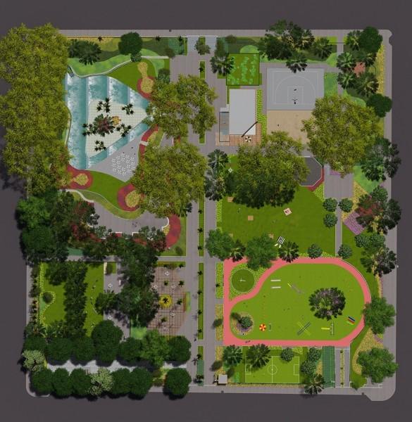 Cercamento, quadra de beach tennis e sanitários: confira as imagens do projeto da Praça do Congresso