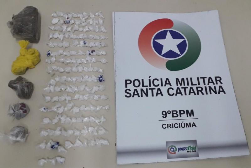 Polícia apreende mais de 150 pedras de crack em Criciúma