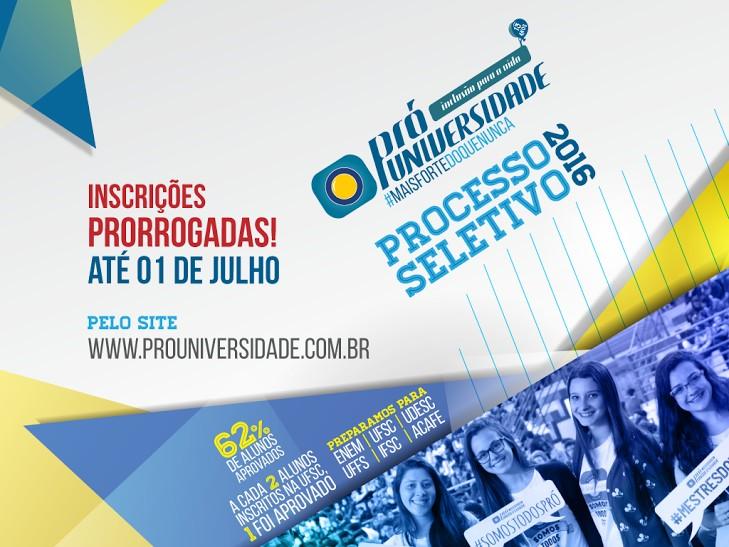 Inscrições gratuitas para o Pró Universidade são prorrogadas
