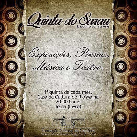 Casa de Cultura do Rio Maina realiza Quinta do Sarau