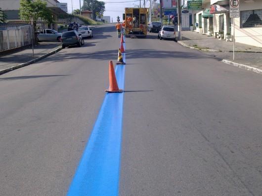Faixa azul do Anel Viário Central de Criciúma é revitalizada
