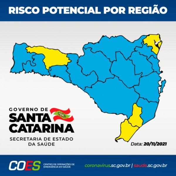 Matriz de risco aponta 13 regiões no nível moderado e quatro no nível alto