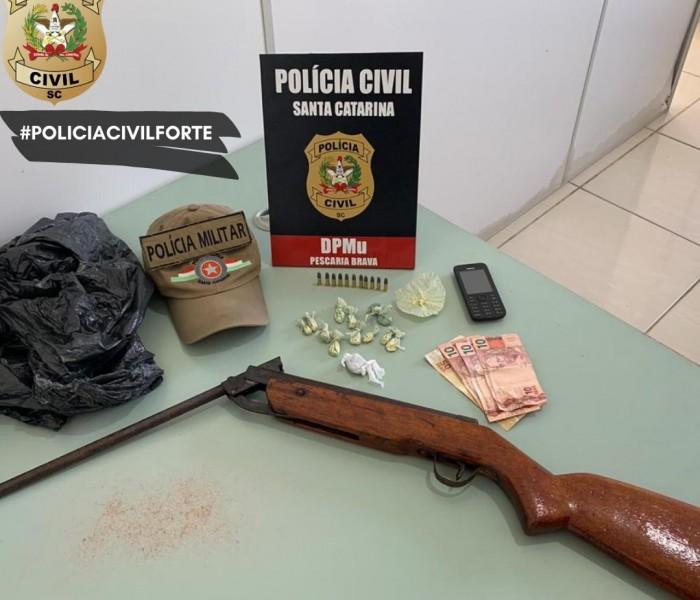 Homem é preso por tráfico de drogas e posse irregular de arma de fogo