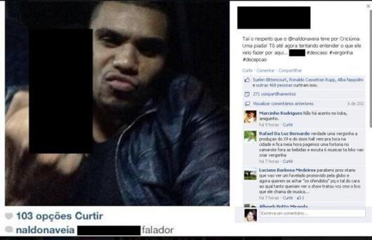 Insatisfeito com atuação do cantor Naldo, público manifestou-se em redes sociais