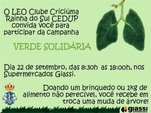 Leo Clube Criciúma na campanha Verde Solidária