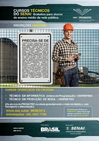 Inscrições para cursos técnicos do Pronatec foram prorrogadas